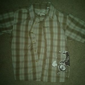 Boys brown plaid button down